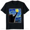 Футболка Cat Starry Night Van Gogh Cat для любителей кошек, повседневная модная уличная свободная летняя мужская футболка в стиле милой эстетики
