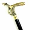 Solid Brass Cobra Head Handle Walking Stick - Leather Wooden Cane, 91 Cm
