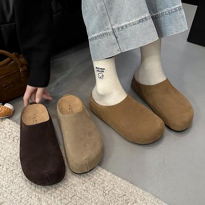 Женские кожаные туфли-шлепанцы на толстой подошве, новая весенне-летняя женская обувь, ленивые одинарные туфли