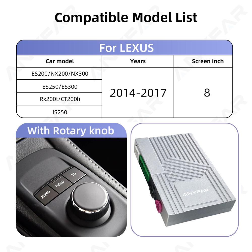 Wireless CarPlay for Lexus NX RX IS ES GS RC CT LS LX LC UX GX 2012-2025 Android Auto Car Play Functions Camera