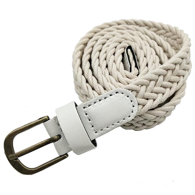 Ladies Universal All-match Waist Belts Solid Color Leather Stretch Woven Thin Belt