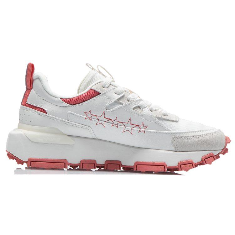 Li Ning Амортизирующие Низкие Беговые Кроссовки Женские Бело-Красные AGCR286-2