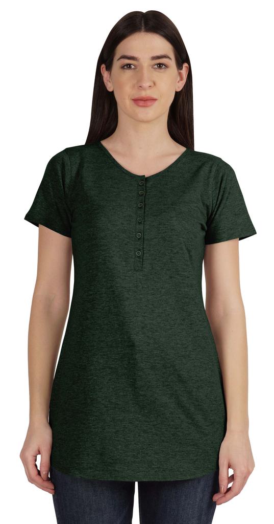 Inkmeso Женская туника с коротким рукавом и пуговицами, хлопковая футболка, длинная футболка для