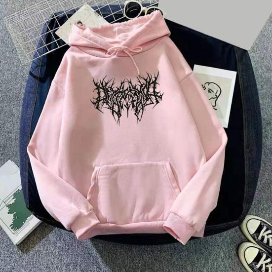 Осень-зима унисекс толстовка с капюшоном затягивающийся эластичный манжет с принтом шипов плотный флис накладной карман свободный длинный рукав свитер теплый топ