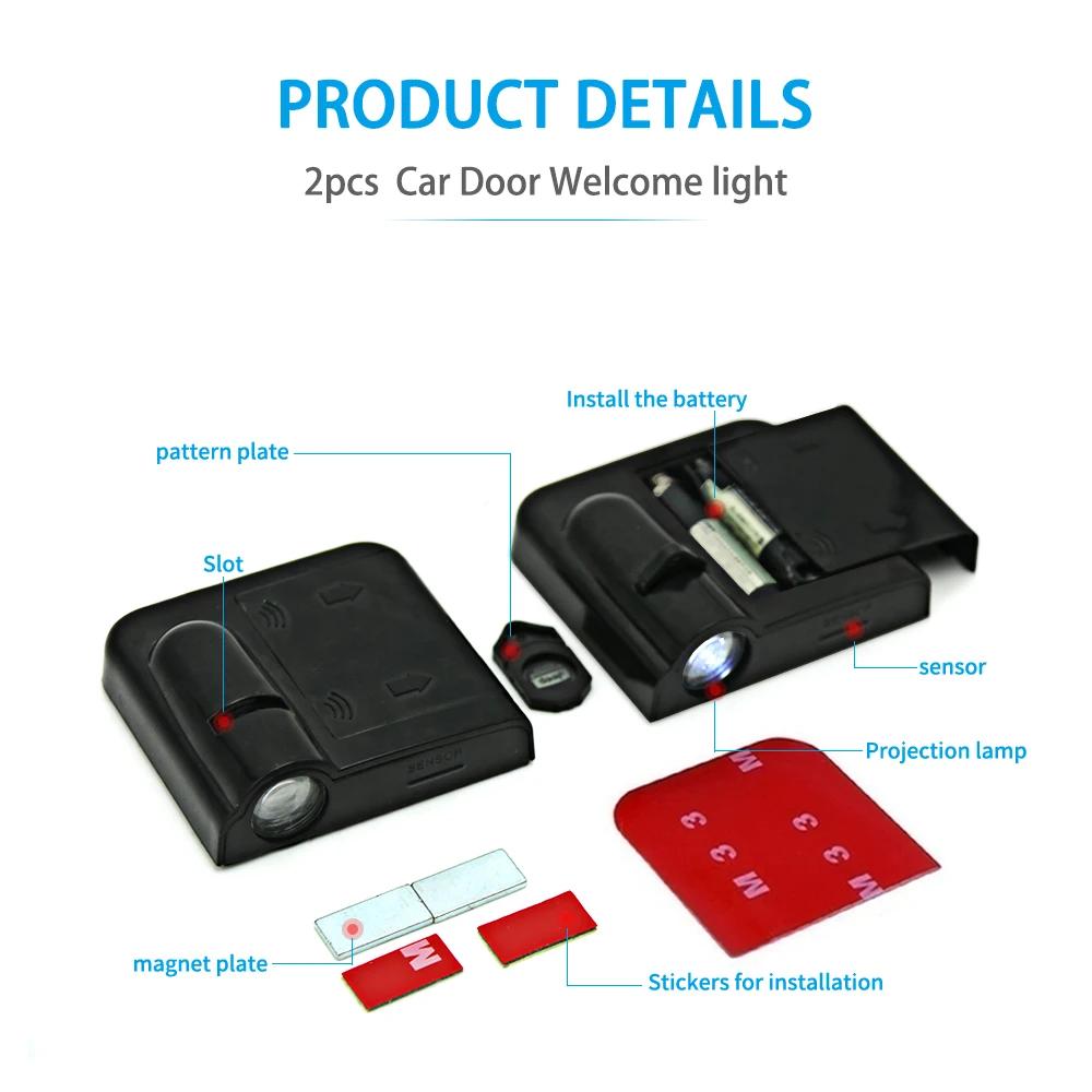 2PCS Wireless For Opel Insigni Astra J G K B Corsa Zafira B Mokka Vivaro Meriva Led Car Door Welcome Logo Lights Car Accessories IL0