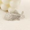 Punk Style Hollow Fish Bone Brooch Plated Corsage Pin Stainless Steel Brooch  Clothes Accessories