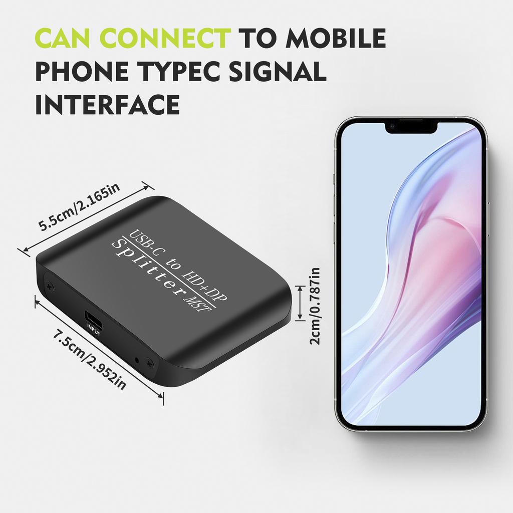 Разветвитель Type-C на HDMI+DP 1x2 для ноутбука MST Дисплей на два экрана Один вход два выхода