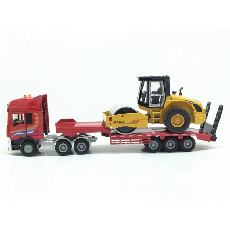 Полуприцеп-платформа, тянущий вилочный погрузчик, экскаватор, дорожный каток, грузовик, литой тяжелый грузовик, модель 1:50 детских игрушек B108