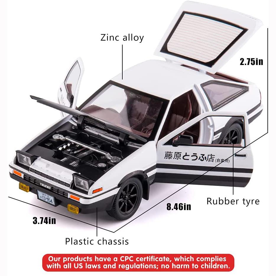 1:20 Toyota AE86 Начальная модель автомобиля D, игрушечный автомобиль из цинкового сплава со звуком и светом для детей, подарок для мальчиков и девочек