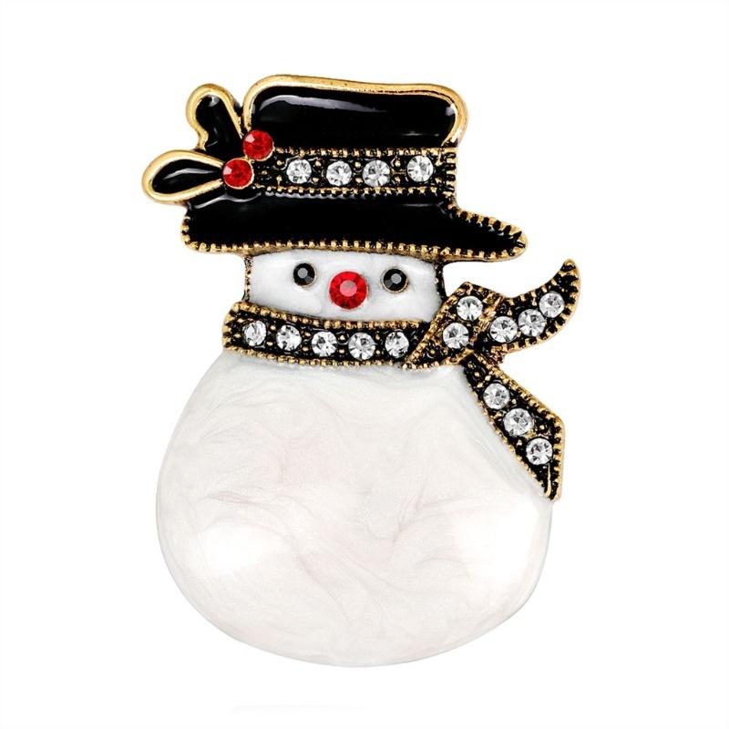 Christmas Snowman Brooch Hat Antique Fashion Scarf Corsage Gifts Pins