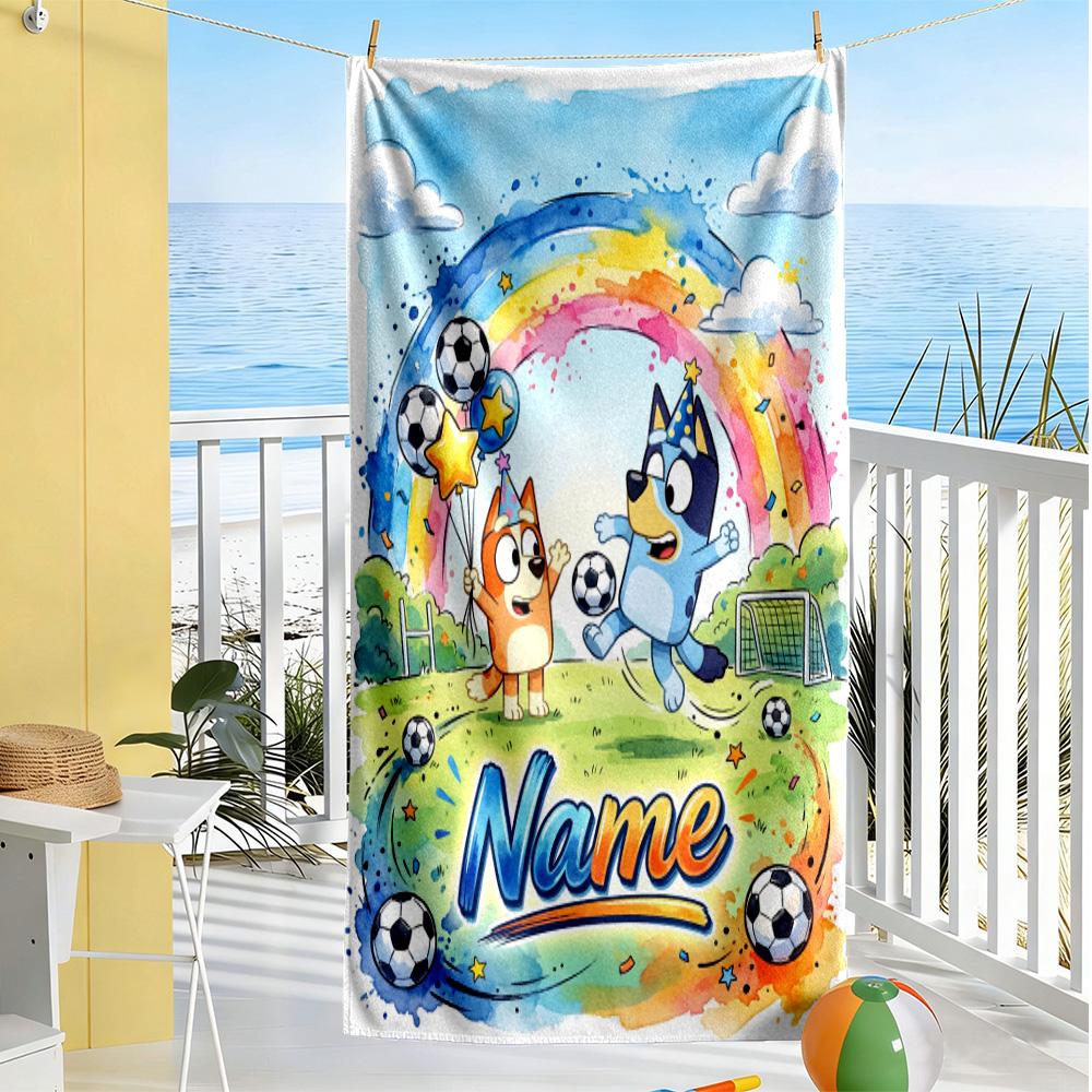 Soccer Fun Friends Personalized Text Beach Towel High Absorbency & Quick-Dry Perfect for Traveling Yoga Camping and Swimming