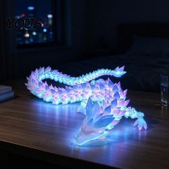 Волшебная статуэтка существа для полки, 3D-печать, светящаяся в темноте, Дракон, Фиджет-игрушка, Артикулированная, Портативная, Карманного размера, Фигурка, Настольное украшение