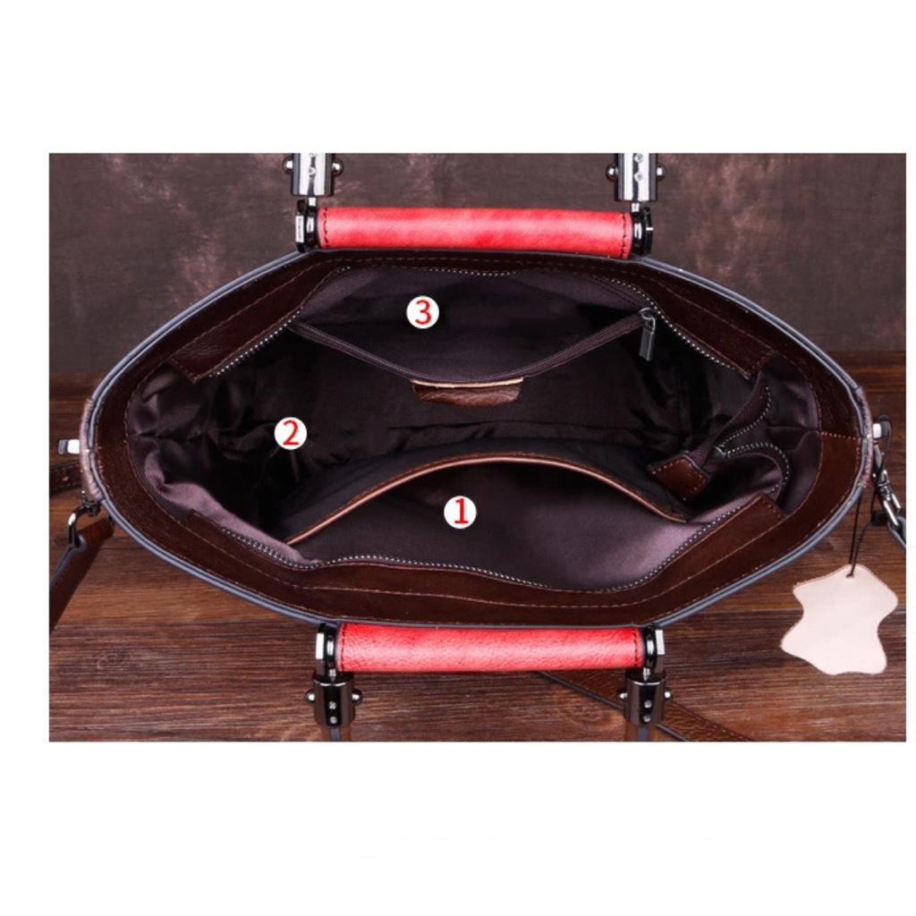 New Leather Handbag Large Capacity First Layer Cowhide Single Shoulder Straddle Bag Retro Tote Bag