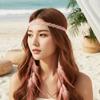 Изящная crocheted лента Бохо с кисточками для волос Племенные перья для наращивания волос Наряд для островного отдыха