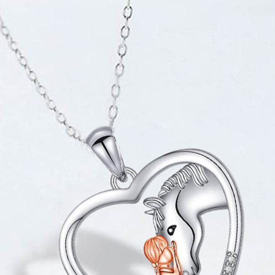 Ожерелье с лошадью для женщин и девочек, ожерелье с подвеской Сердце и лошадь, сверкающее ожерелье со стразами, ювелирный подарок для любителей лошадей, девочек, дочери