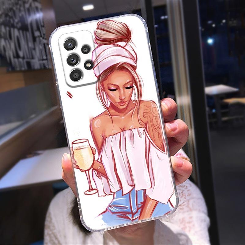 Модный прозрачный чехол Beautiful Girl для Samsung Galaxy A52 A51 A53 A72 A71 A73 A32 A31 A33 A41 A22 A11 чехол Boss Girl Coffee