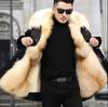 Winter Plus Size Parka Men Large Fur Collar Hooded Fur Coat Fleece Thermal Jacket Long