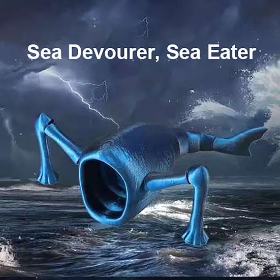 Sea Eater Statue 3D Printed Flexible Articulated Fidget Toy Deep Sea Creature Collectible Ocean Theme Desk Ornament for Stress Anxiety Relief