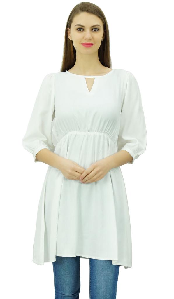 Phagun Women Tunic Top Short Kurti Elastic Waist Indian Ethnic Blouse