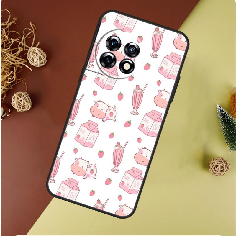 Милый Клубничный Молочный Чехол для Телефона OnePlus 13 12 11 12R 13R 9 10 Pro 8T 9RT 10T 10R Nord 4 CE 2 3 Lite N20 N30