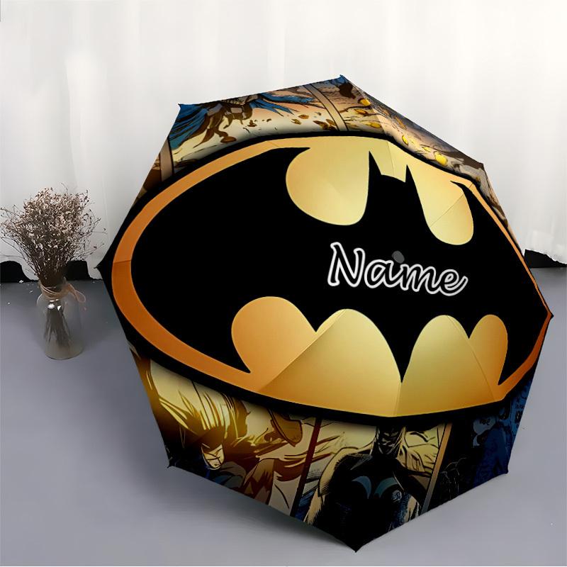 1pc Batman, Comic Custom Name Automatic Folding Umbrella, Durable Plastic & Iron, Lightweight for Outdoor Daily Use S1230043