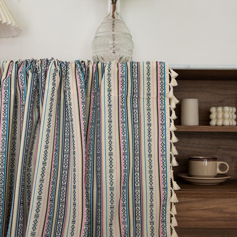 Country Farmhouse Window Decoration Drapery Curtains Cabinets Laundry Turquoise Bathroom Living Room Vintage Kitchen Half Curtain