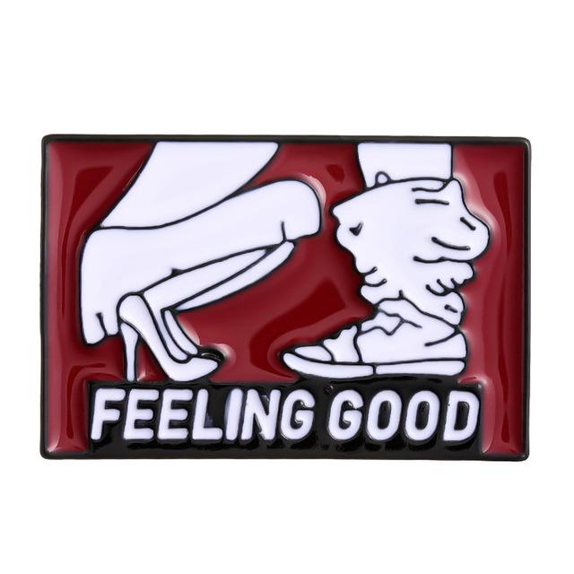 Забавная абстрактная брошь-значок в панк-стиле - Мультяшный линейный арт, значок на лацкан для одежды, сумок и шляп