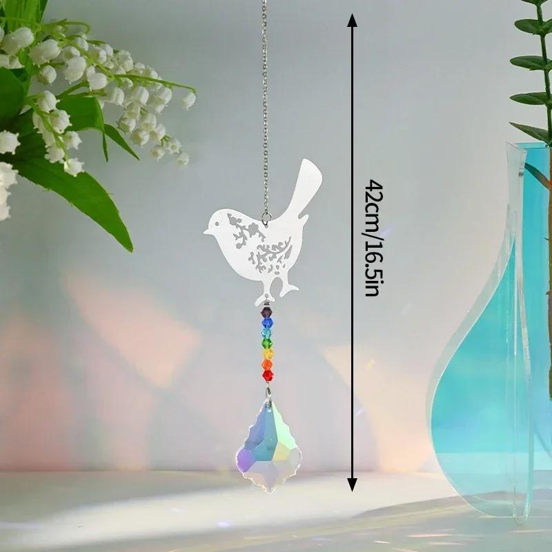 Crystal Suncatcher Sun Moon Tree Wind Chime Prisms Hanging Angel Butterfly Pendants Rainbow Chaser Garden Decor Window Drop Bell