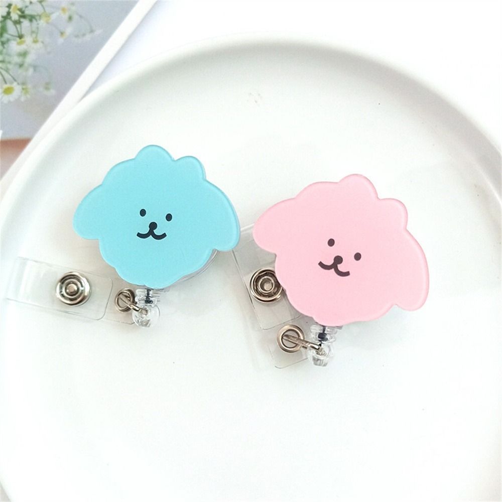 Name Tag Retractable Badge Holder Cartoon Dog ID Card Holder Cute Easy Pull Buckle Doctor Students