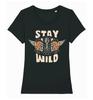 Womens BIKER T-Shirt STAY WILD Skulls Motorcycle Bike Motorbike Chopper Ladies