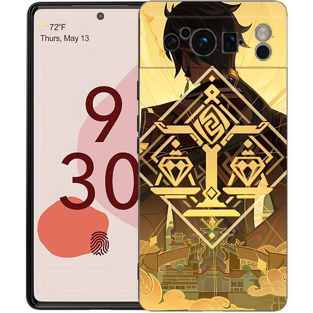 Чехол для телефона Genshin Impact Милая Фурна для Google Pixel 9 8 9A 8A 7 7A 6 Pro XL 6A 5G Черный Мягкая задняя панель Роскошный ТПУ чехол