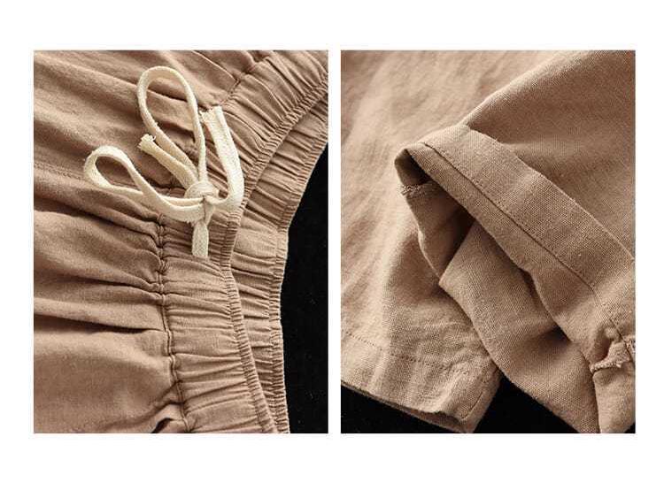 Женские повседневные летние брюки-шаровары из стираного хлопка с эластичной талией и шнуровкой