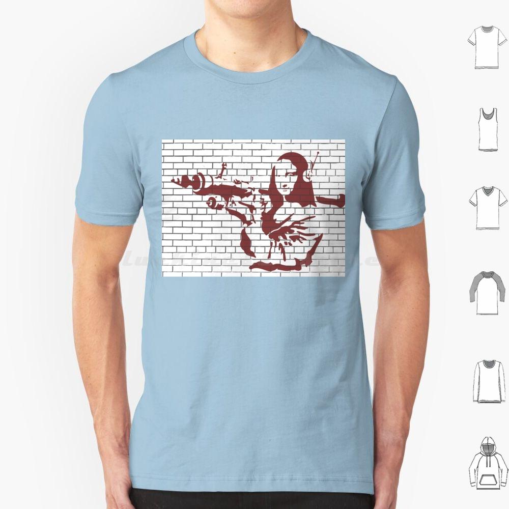 Стиль трафарета Бэнкси Городское граффити Аэрозольная краска Мона Лиза Футболка 6xl Хлопок Крутая футболка Бэнкси Kwiebe34 Трафарет Бэнкси Бэнкси