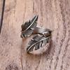 European and American Feather Leaf Open Ring - Retro Style for Men and Women, Trendy Couple's Tail Ring