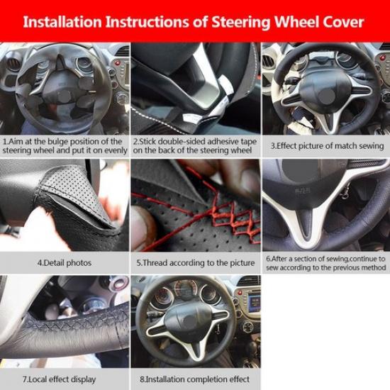 Мягкая кожаная накладка на руль для Toyota Prius 30 XW30 3 2010-15 ЧЕРНАЯ