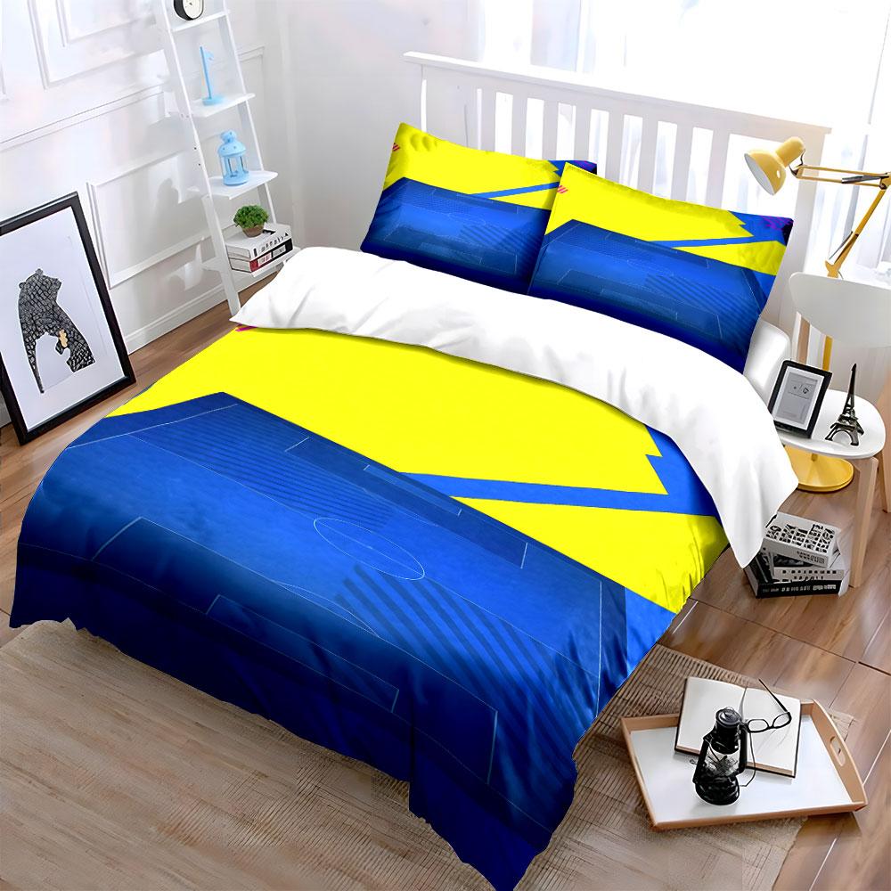 Yellow, blue, geometric design. Bedding sets Duvet cover sets Duvet covers Pillowcases(1 * Duvet Cover 2 * Pillowcases, without duvet insert)
