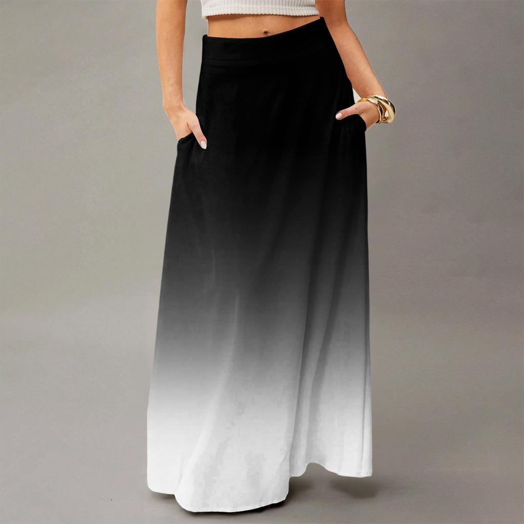 Женское струящееся платье макси, обычная повседневная летняя юбка в стиле бохо