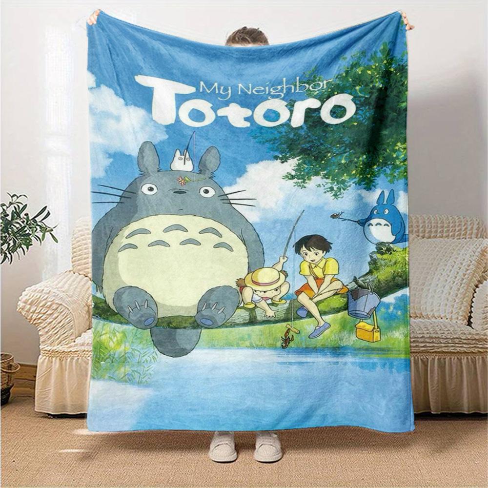 Neighbor Totoro Adventure Flannel Blanket Super Soft Warm Cozy Blanket For Sofa Bed Office Travel Allseason Home Decor Gift