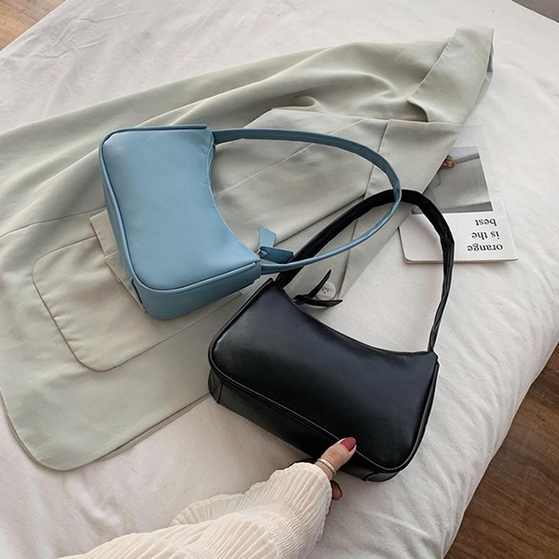 1 шт., винтажная сумка-багет, сумка из искусственной кожи, однотонная французская сумка под подмышками