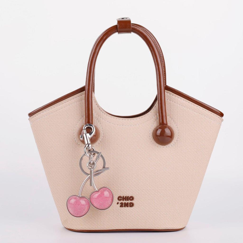 Exquisite Red Cherry Fruit Bag Charm Keychain 3 Color Key Ring for Elegant Women Backpack Purse Pendant Earring Jewelry Gift