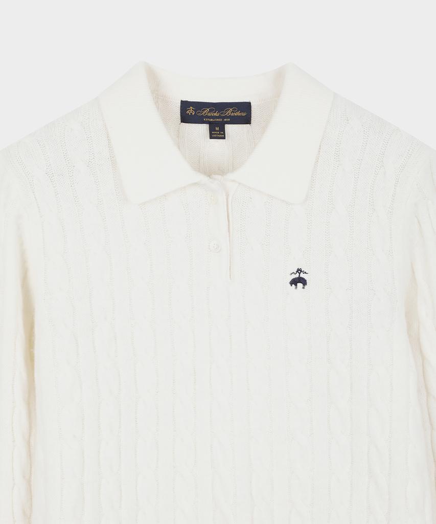 BROOKS BROTHERS [Женский] Шерстяной фактурный джемпер-поло (слоновая кость) (Bbwtwb0002Bef)