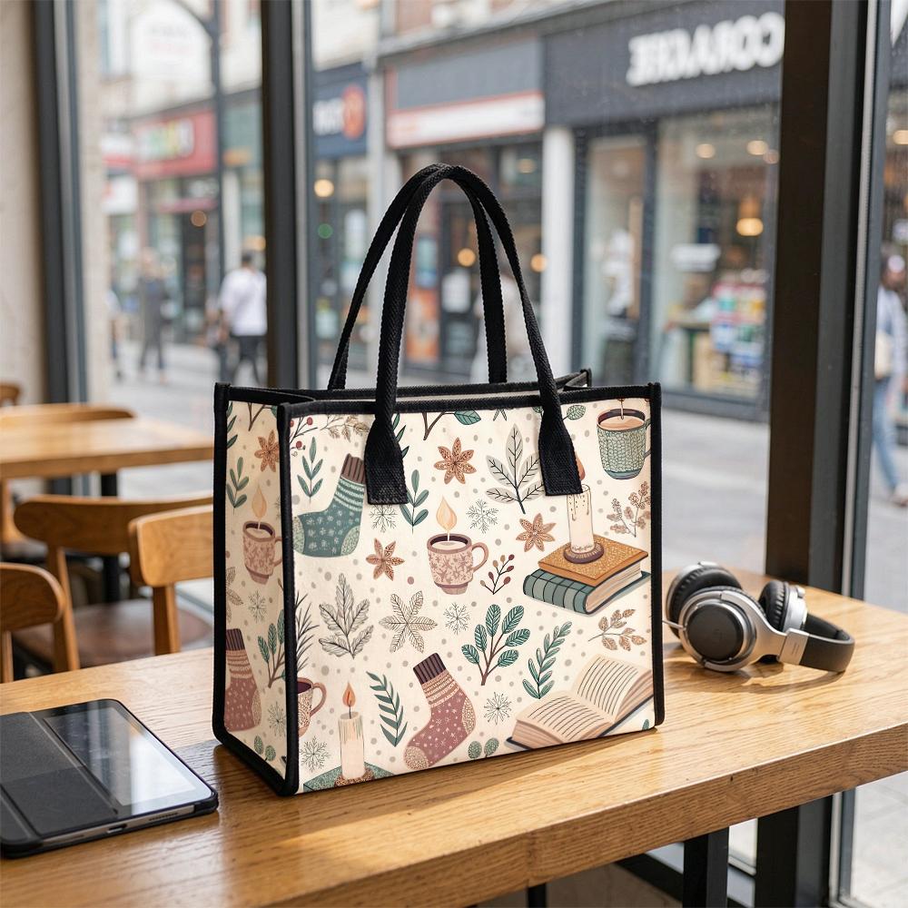 Cozy Winter Pattern Tote Bag Cute Daily Use Casual Handbag for Outdoor Shopping