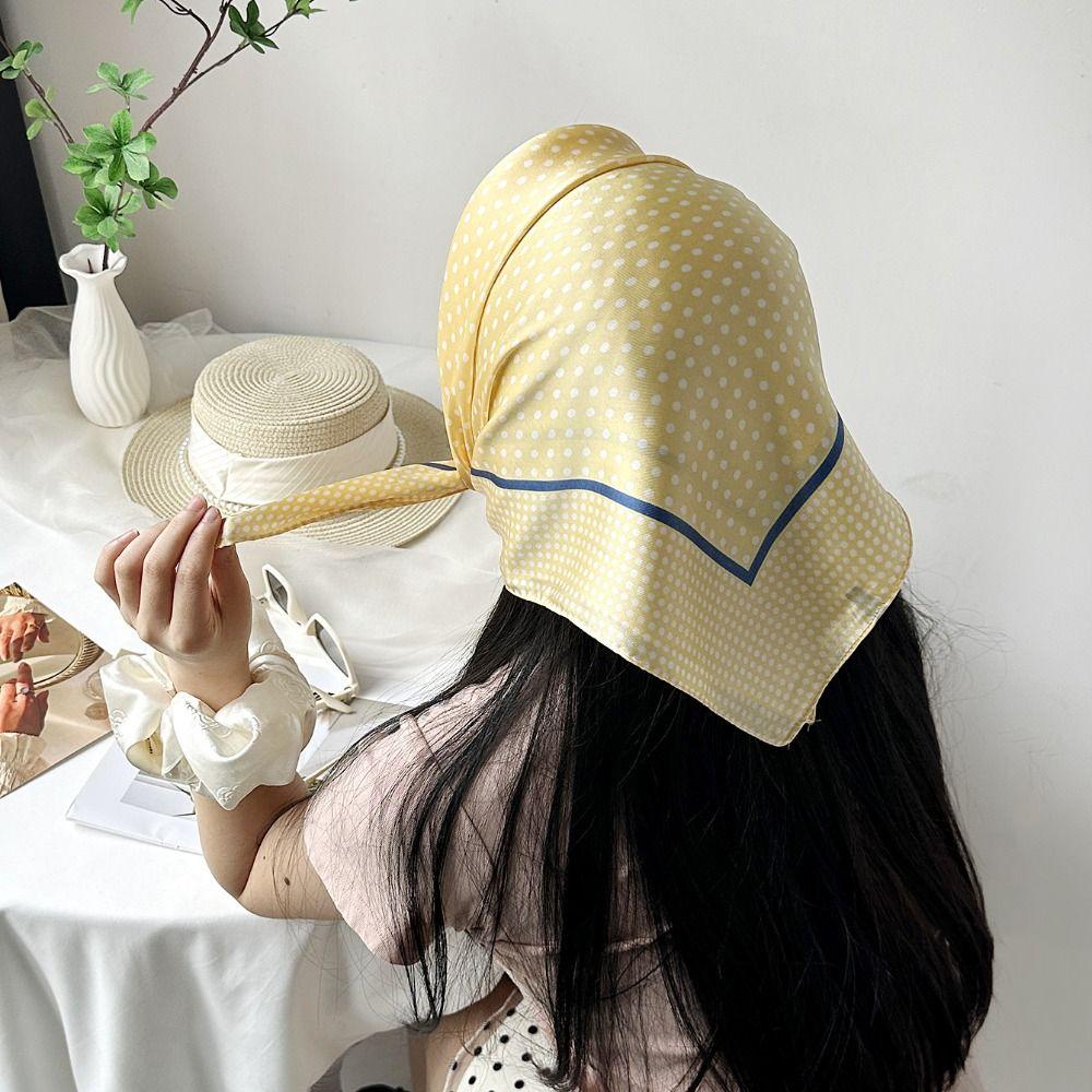 Printed Dot Print Scarf Colorful Polka Dot Silk Scarf Simple Hair Scarf Female