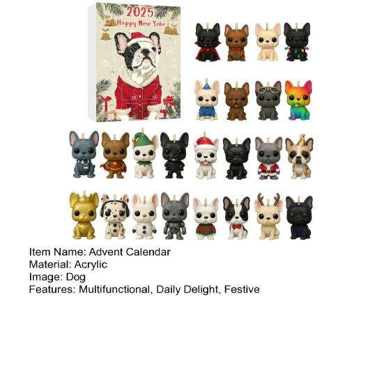 Рождественский адвент-календарь для собак 24 дня акриловое украшение для декора елки праздничный обратный отсчет подарок-сюрприз для детей и любителей собак