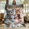 Персональное флисовое одеяло с селфи кота, с именем, с принтом милого котенка, плед, мягкий, уютный, для всех сезонов, постельное белье, подарок для любителей кошек