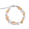 Yhpup Fashion Handmade Jewelry Stainless Steel Resin Imitation Pearls Beads Chain Bracelet Bangle New Arrival Summer Accessories