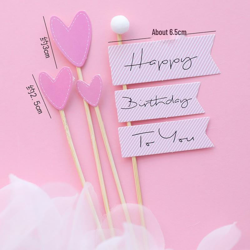 Pink Themed Cake Decor: Heart & Cloud Balloons with Insert Cards for Birthday Parties