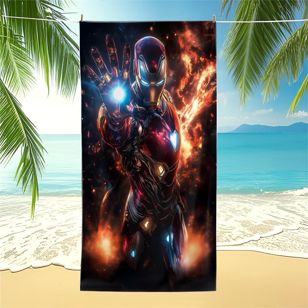 Marvel Iron Man Beach Towel,Superhero Pool Towel,Absorbent Towel Lightweight Towel,Bathroom Swimming,Best Gift for Teens