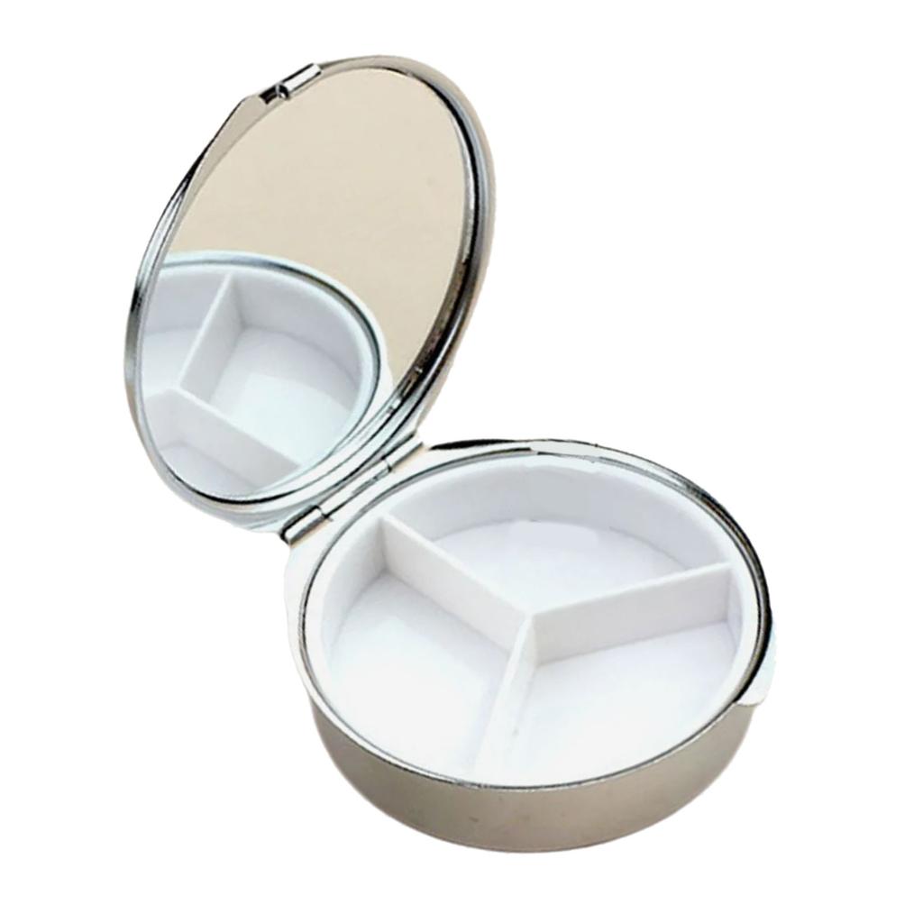Portable Metal Jewelry Organiser With Mirror And Secure Closure For Travel Medicine Storage Container with Compartment