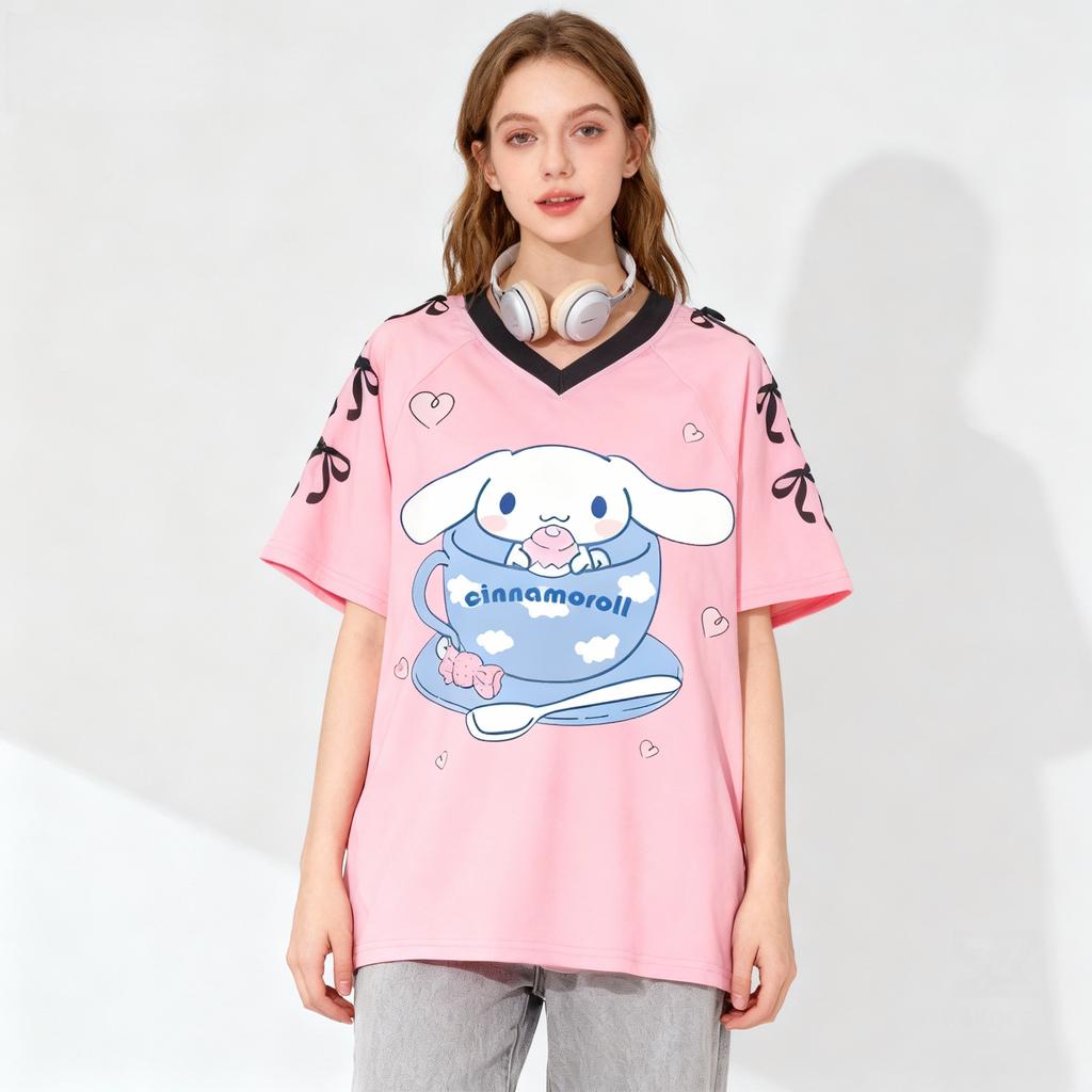 Hello Kitty sporty sweet and cool summer T-shirt, plus size women's adult top